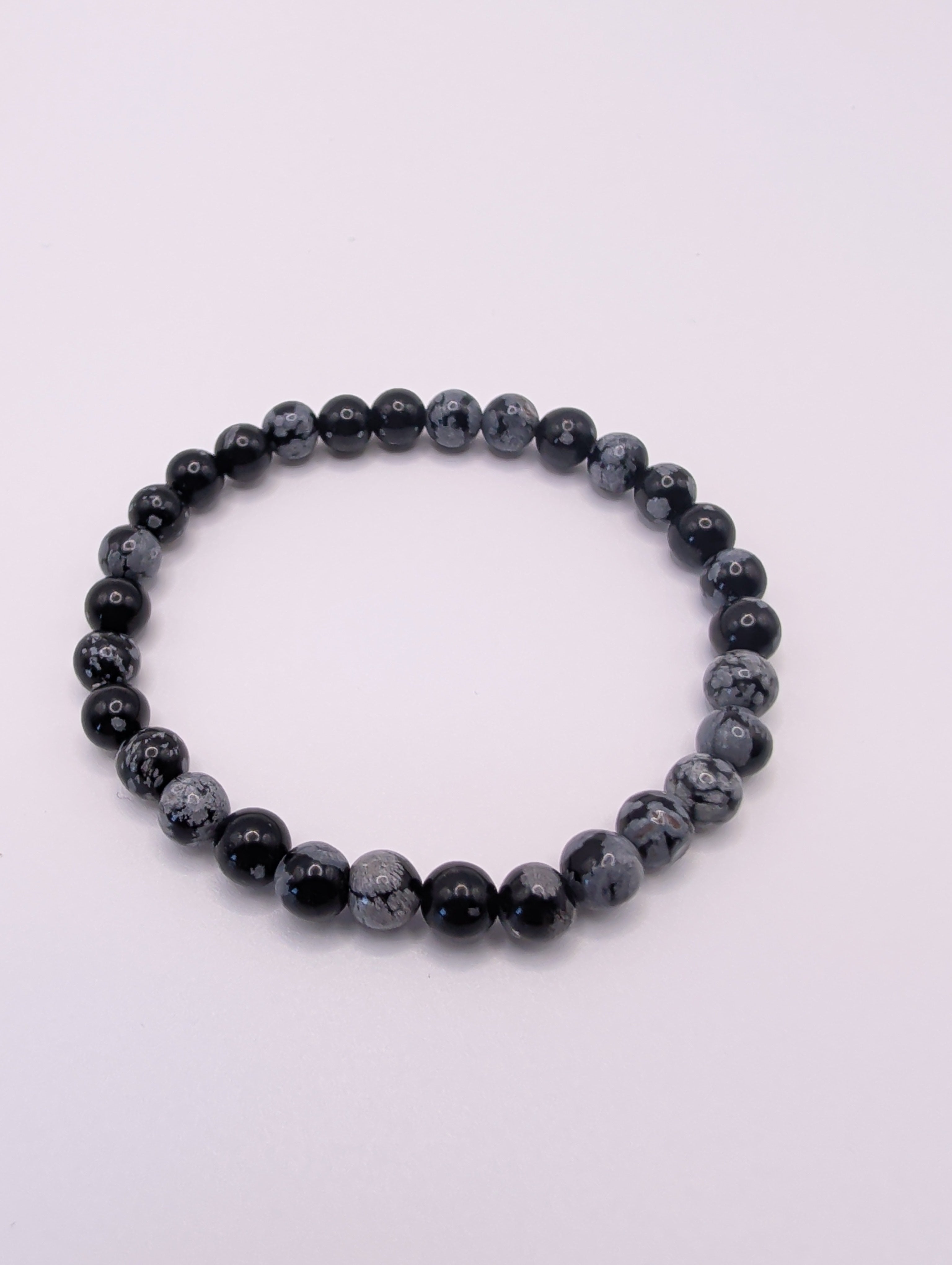 Snowflake Obsidian 6mm Round Bracelet