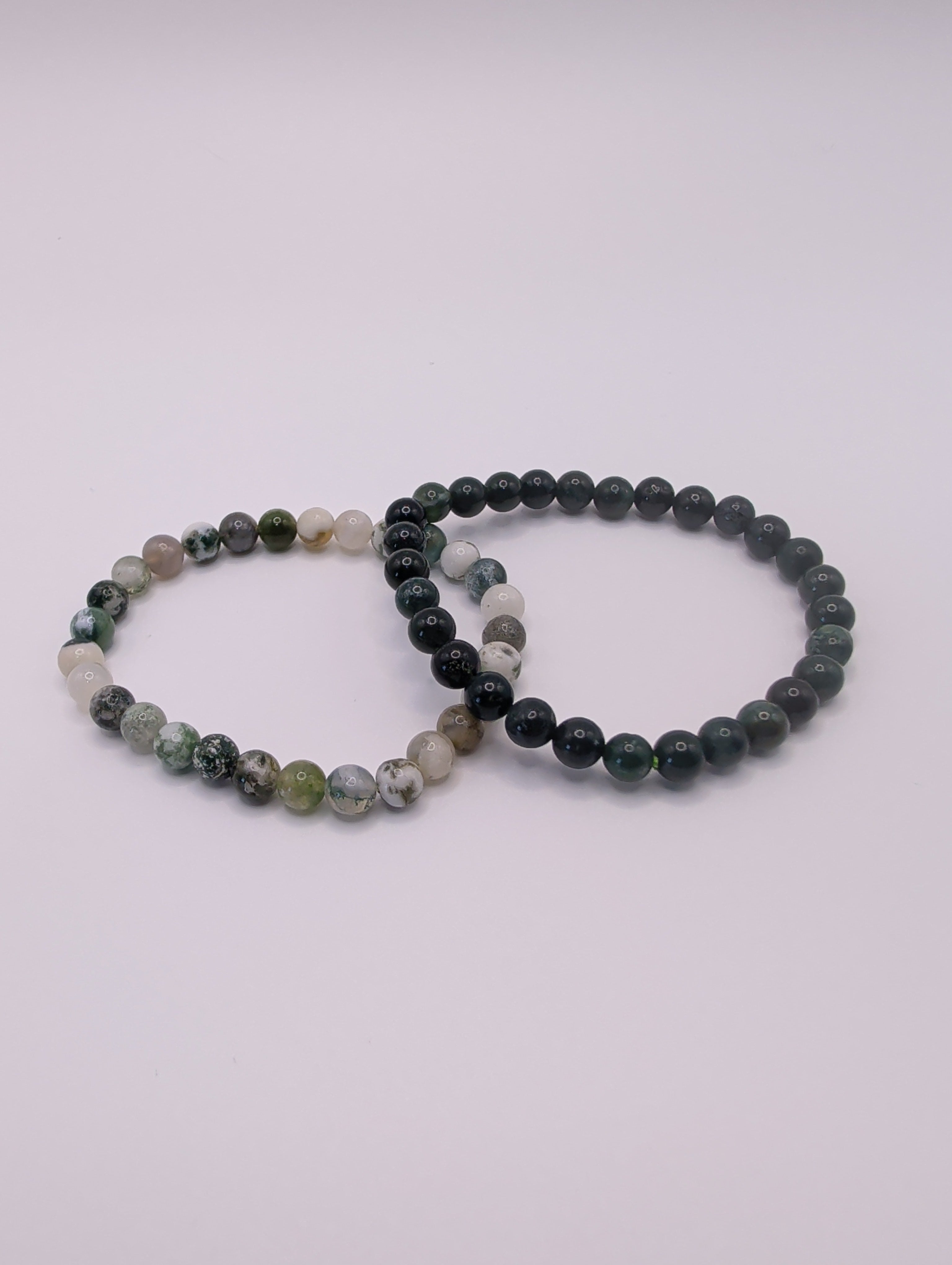 Moss Agate 6mm Round Bracelet
