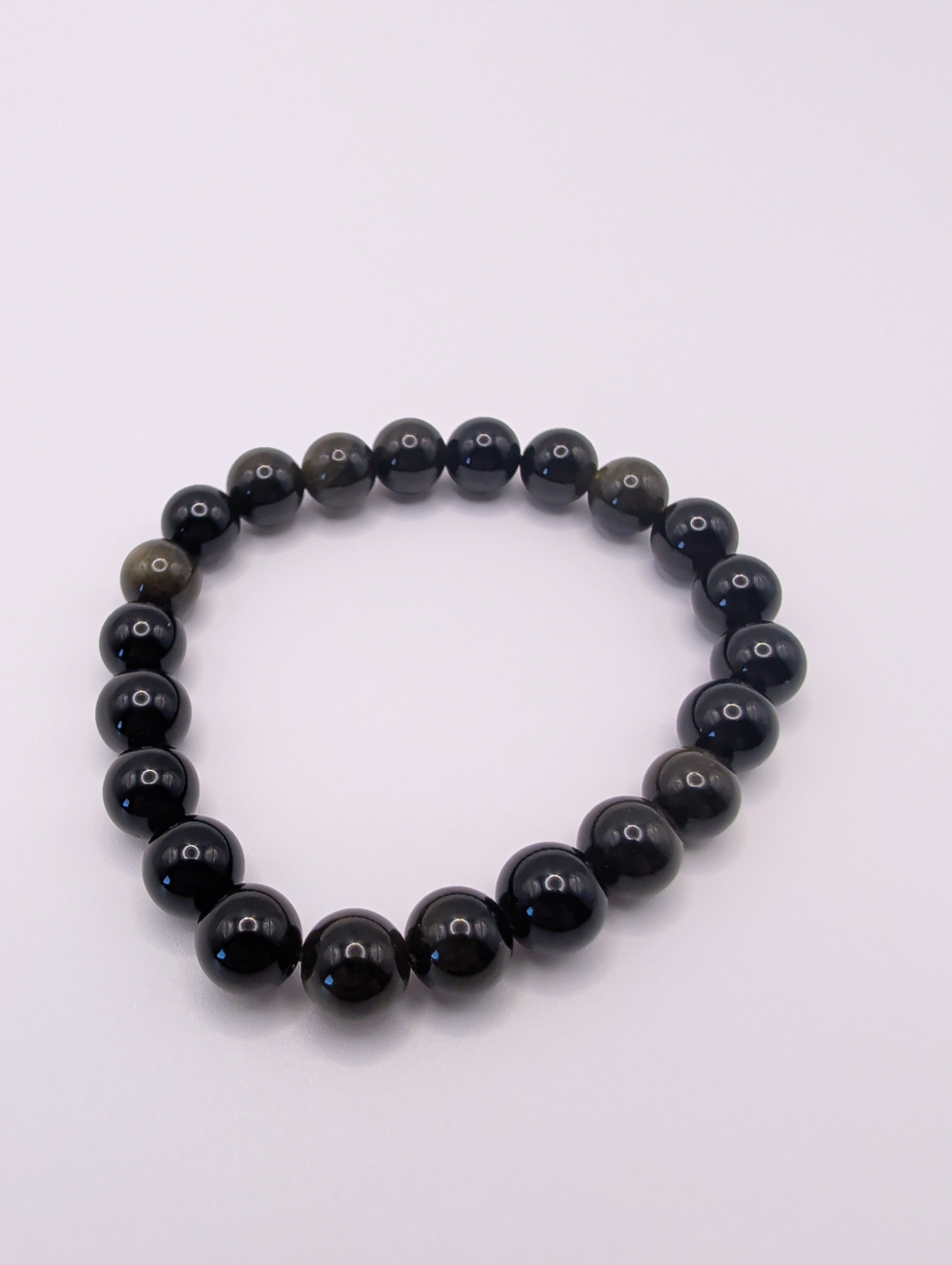Silver Sheen Obsidian 8mm Round Bracelet