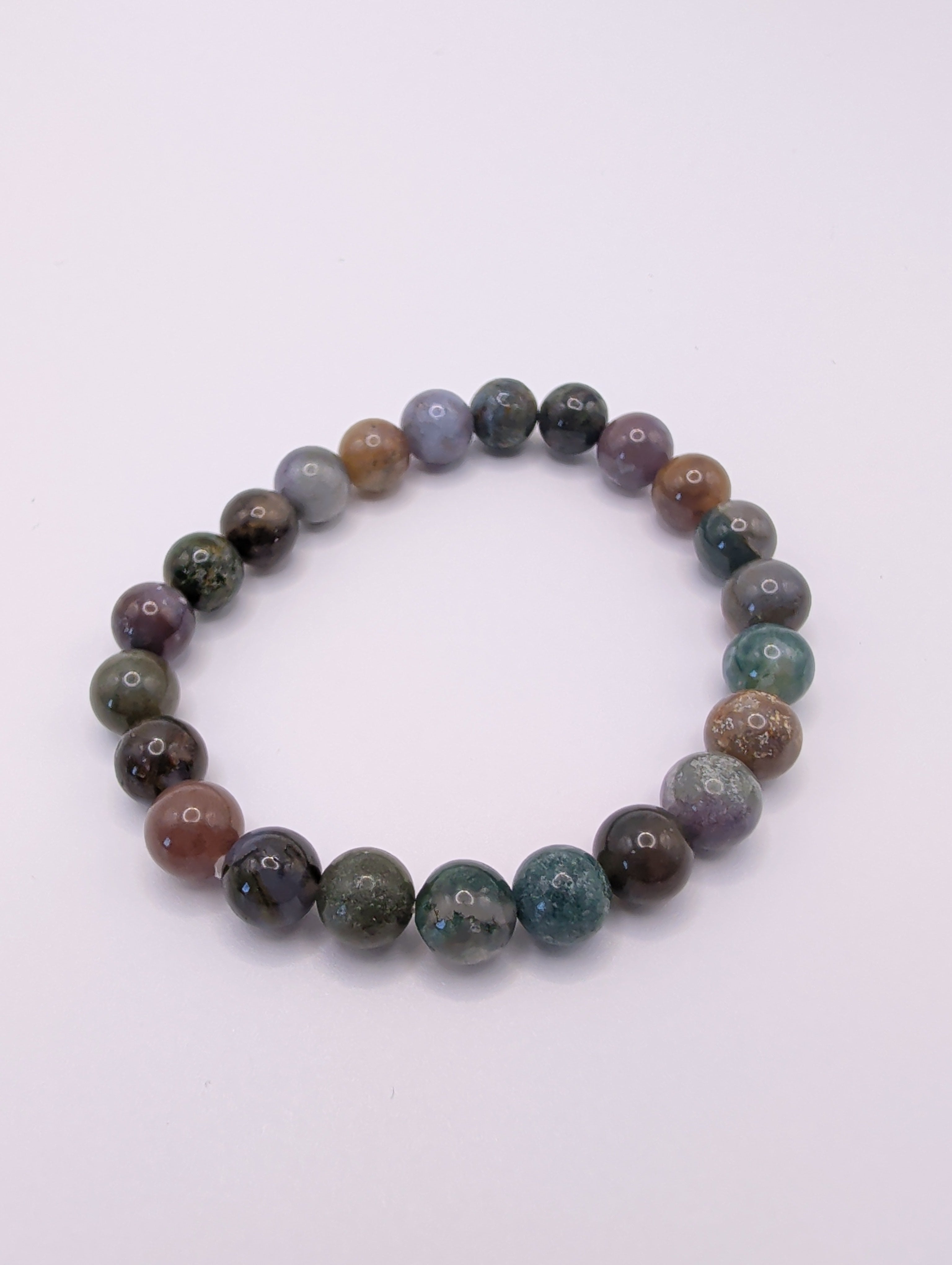 Moss Agate 8mm Round Bracelet