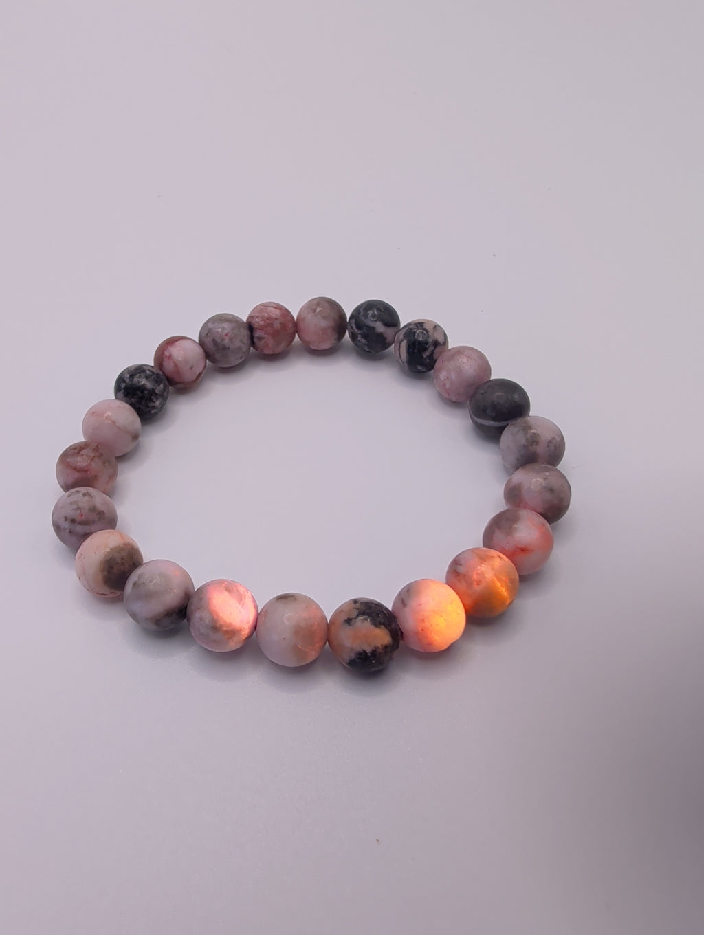 Pink Zebra Jasper 8mm Round Bracelet